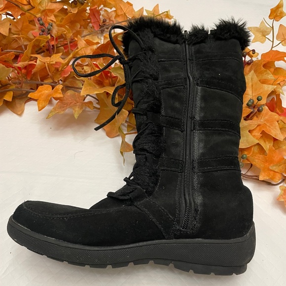 💕⬇️ $39.00 💕⬇️. EUC Black Suede Fur Lined Winter Boots. Size 7. - Picture 2 of 13